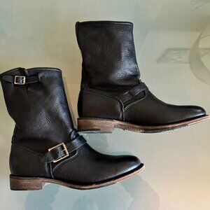 Vintage Shoe Company Boots in Black - Veronica Combat Leather Made in USA 9.5